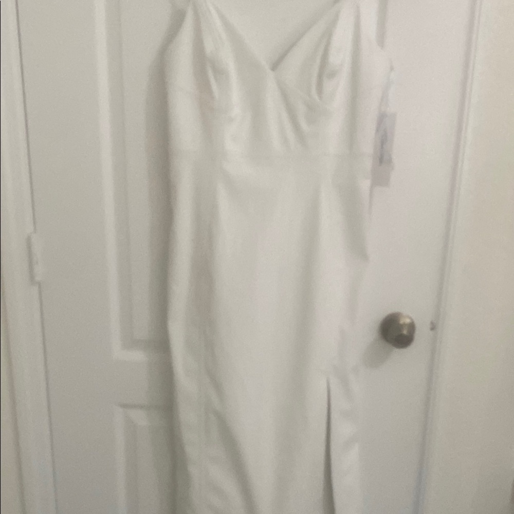 Calvin Klein White leather V-Neck  Dress